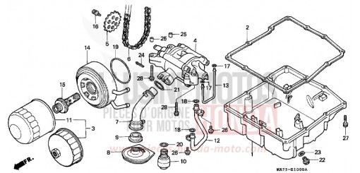 FILTRE A HUILE/CARTER D'HUILE/ POMPE A HUILE VFR750RK de 1989